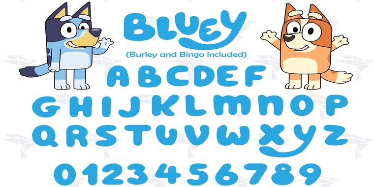 Letters Overview of Bluey Font
